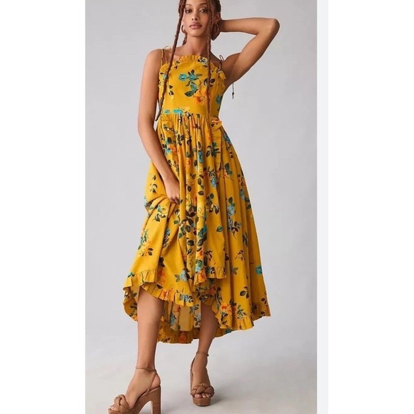 Maeve Anthropologie Midi Dress 4 Backless Tie Feminine Floral Dainty Sundress - Picture 4 of 14